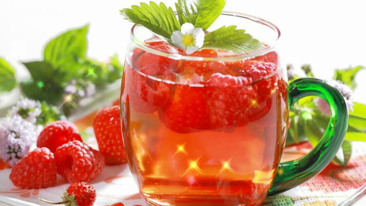Малиновый чай с мятой и апельсином